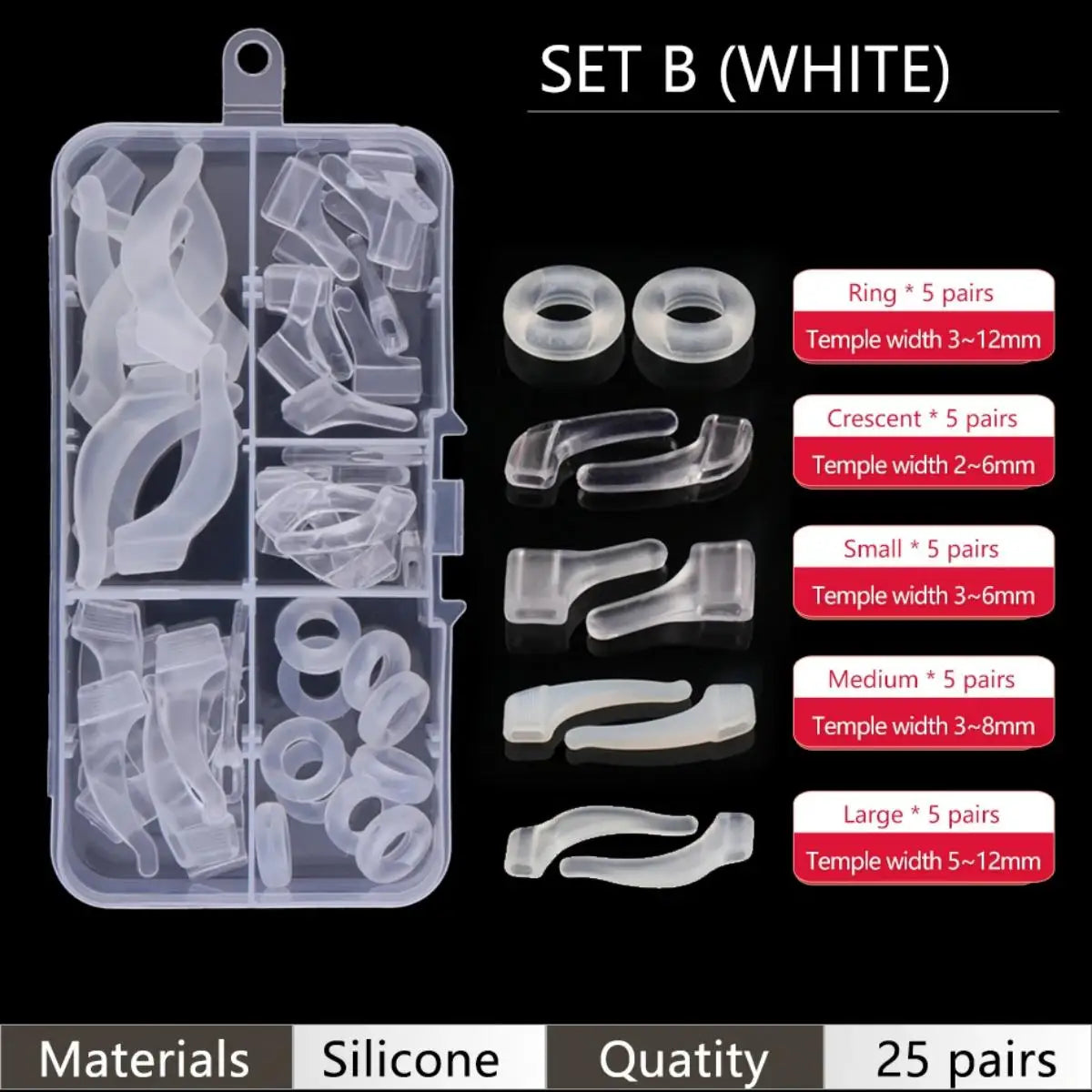 25 Pairs Eyeglasses Retainers Premium Silicone Anti-Slip Eyeglass Holder Comfort Ear Grip Hooks Protectors For Spectacle Eyewear