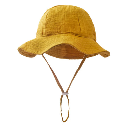 INS Baby Pure Cotton Basin Hat Sun-Protective Breathable Baby Fisherman Hat Solid Color Children's Sun Hat