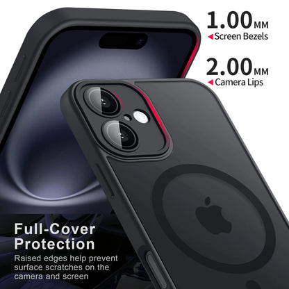 Luxury Magnetic Matte Translucent Armor Shockproof Case For iPhone 11 12 13 14 15 16 For Magsafe Wireless Charge Cover