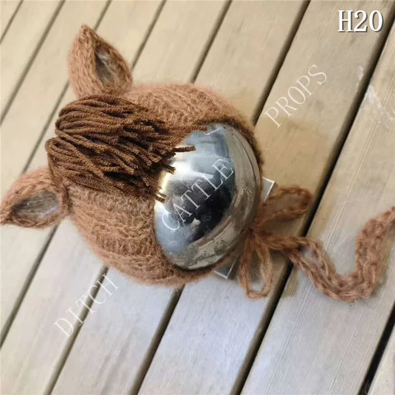 Newborn Photography Props Mohair Horse Styling Hat Studio Clothing