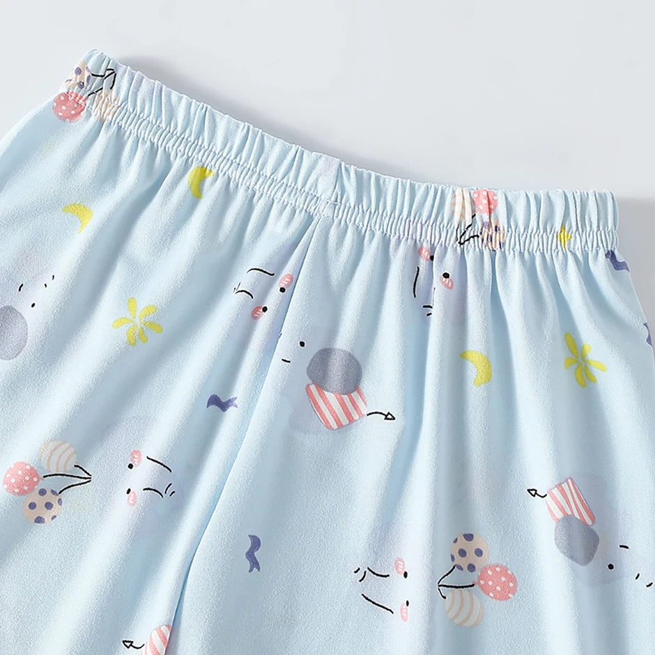 2-piece children's summer cute cartoon printed short sleeved shorts set for boys and girls casual and comfortable T-shirt shorts