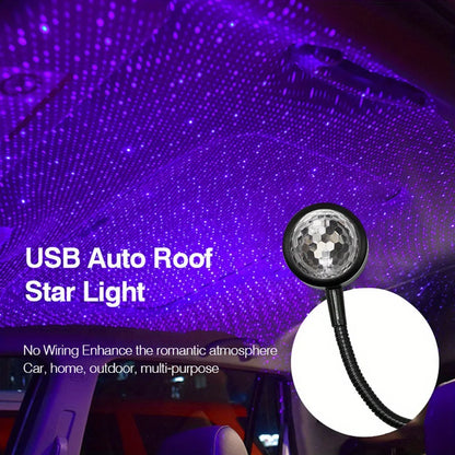 vehicle LED Starry Sky Night Light, USB Powered Galaxy Star Projector, Lamp for Car Roof, Room, Ceiling Decor, Plug and Play