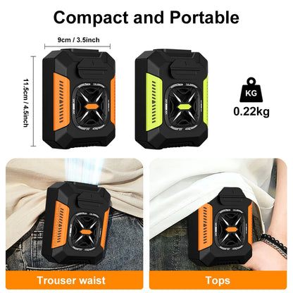 Portable Waist Clip Fan 5000mAh USB Rechargeable Fan Powerful Air Cooler Outdoor Camping Waist Fan with Power Bank LED Light