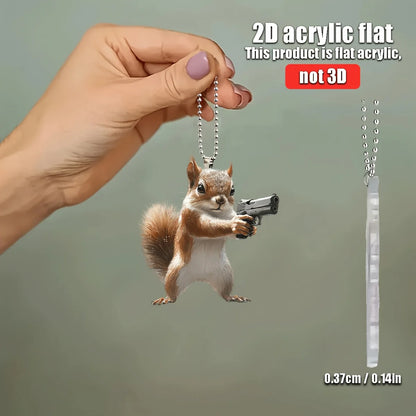 2D Funny Squirrel With Pendant Used for Car Hanging Decoration Fun Decoration Home Decoration Backpack Accessories keychains