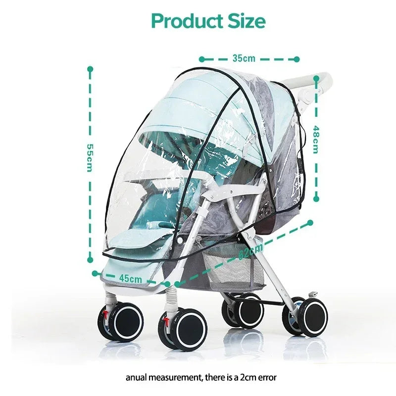 Universal Waterproof Pram Rain Cover Baby Stroller Accessories Transparent Wind Dust Shield Zipper Open for Pushchairs Raincoat