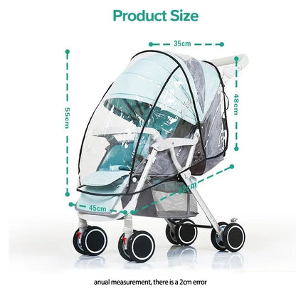 Universal Waterproof Pram Rain Cover Baby Stroller Accessories Transparent Wind Dust Shield Zipper Open for Pushchairs Raincoat
