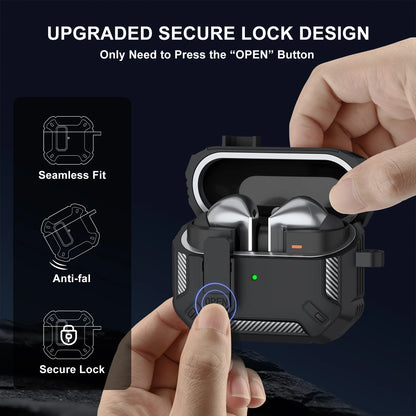 Case For Samsung Galaxy Buds 3 Pro/3 Earphone Cover With Secure Lock Carbon Fiber Headphone Shell 360 Degree Protective Cases