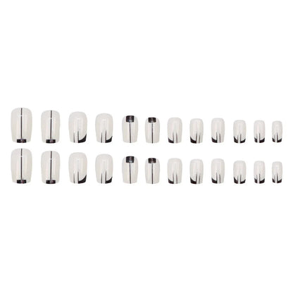 24pcs/set short square fake nails for women girls faux ongles fashion glitter geometric flowers design press on false nail kit
