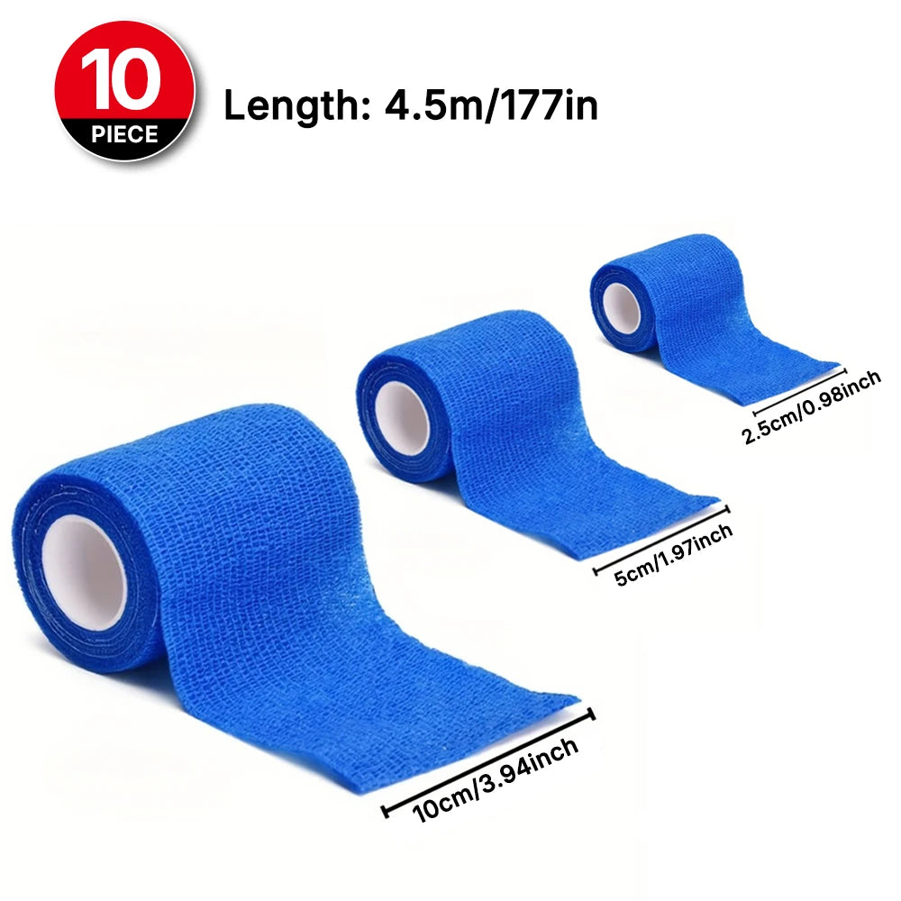 10pcs Elastic Self-Adhesive Athletic Tape Bandage 2.5/5/10cm Non-Woven Universal Fit for Sports Foot Support Joint Protection