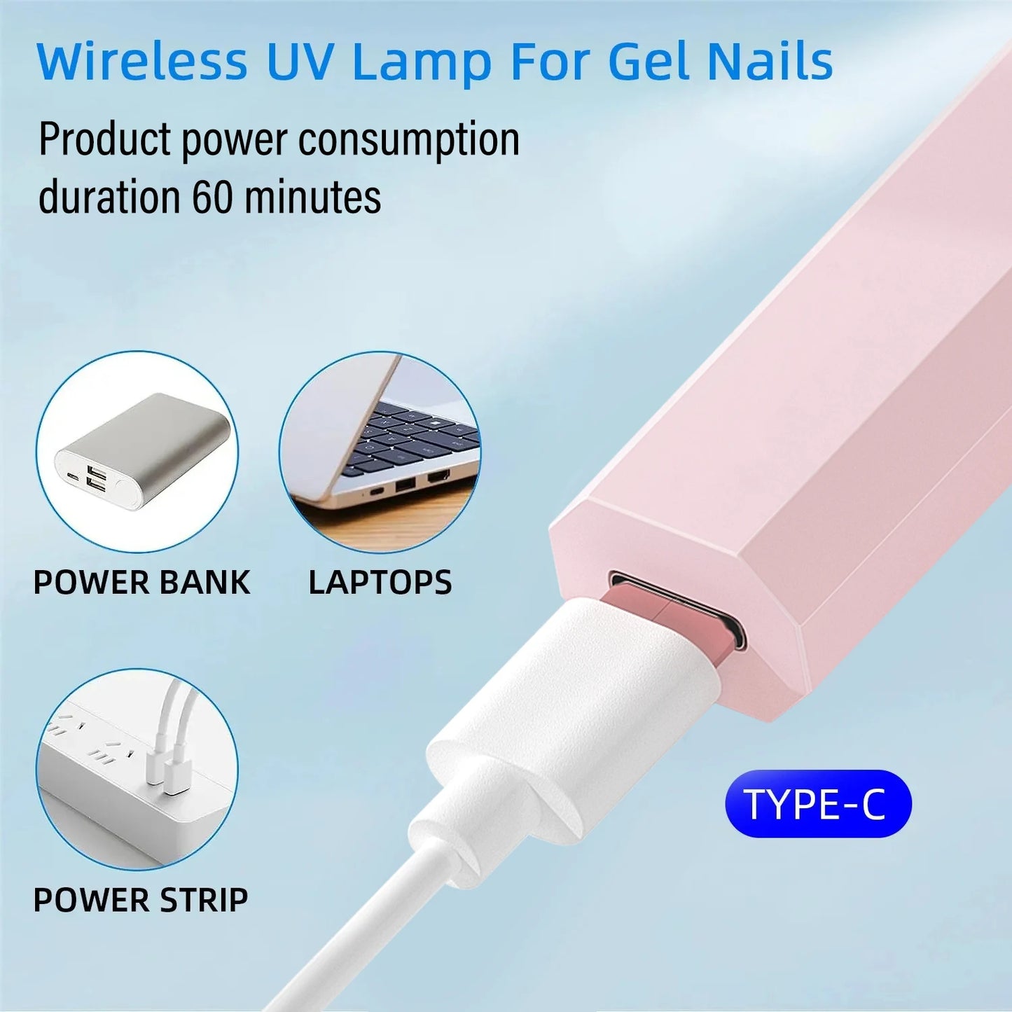 YIKOOLIN Convenient Handheld Nail Dryer Lamp UV/LED Nail Curing All Gel Polish Nail Art Tool Nail Art Convenient Nail Lamp