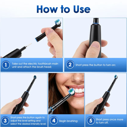 3D Rotating Electric Toothbrush 5 Modes USB Fast Rechargeable Rotary Electric Toothbrush with Travel Case 4 Brush Heads