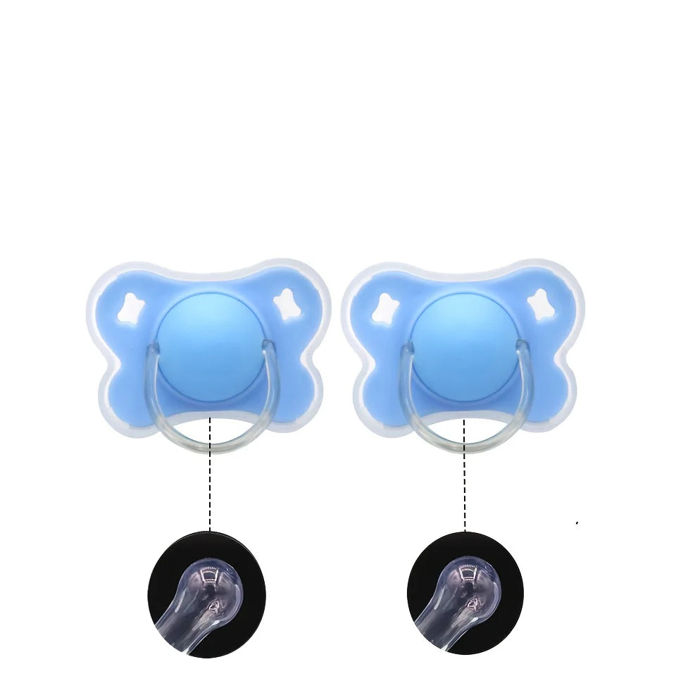 2pcs/pack Butterfly-shape Baby Pacifier Soother with Cover for Daily Use(Cherry Round Nipple) and Night Use(Thumb Nipple)
