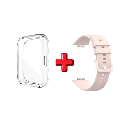 Silicone Strap For Huawei Watch Fit 2 Watch Band Bracelet Replacement Accessories + Transparent TPU Protective Case
