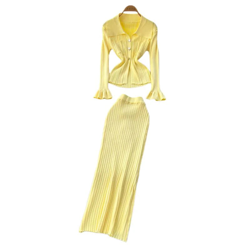 YuooMuoo Brand Fashion One-piece Knitted Maxi Dress Women Elegant V-neck Ruffled Slim Waist Bodycon Sweater Dress Party Vestido
