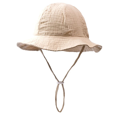 INS Baby Pure Cotton Basin Hat Sun-Protective Breathable Baby Fisherman Hat Solid Color Children's Sun Hat