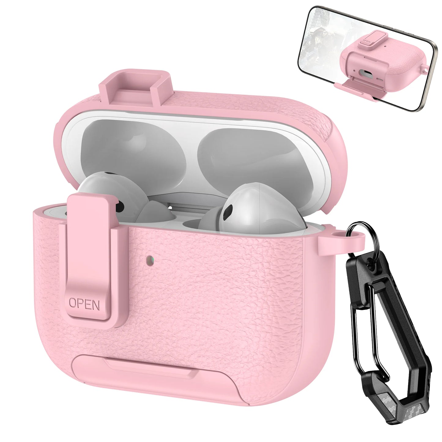 New Earphone Cover For AirPods Pro 3 3rd Generation Protective Case With Secure Lock Invisible Phone Stand Leather Texture Cover