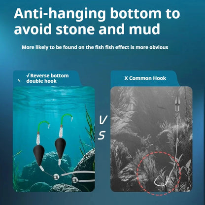 1PCS Inverted Bottom Double Hook Fishing Float Set - High Sensitivity, Suitable for Sea and Freshwater Fishing
