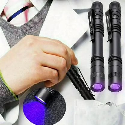 1/2PCS UV Flashlight 395nm Ultraviolet Torch With Pen Clip Portable Use AAA Batteries Light Pet Urine Scorpion Detector UV Lamp
