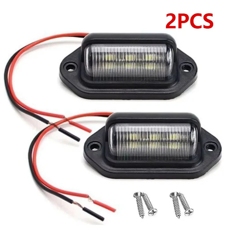 2PCS Car License Number Plate Lights Universal 12-24V For SUV Truck Trailer Van White Side Lamp Bulbs Car License Plate Lights