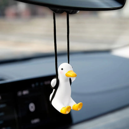 1PC Cute Car Pendant Swinging Sunglasses Duck Hanging Swing Rearview Mirror Decoration