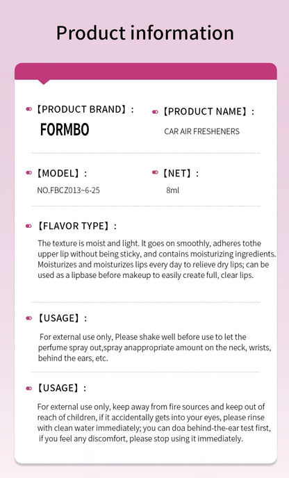 4pcs Pink car fragrance car interior accessories, perfume pendant car supplies, fresh air car fragrance