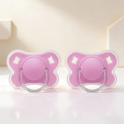 2pcs/pack Butterfly-shape Baby Pacifier Soother with Cover for Daily Use(Cherry Round Nipple) and Night Use(Thumb Nipple)
