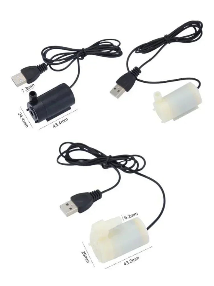 Super Quiet DC 5V USB Brushless Motor Pump Portable Submersible Water Pump Hydroponic Fish Tank Circulating Water Craft Fountain