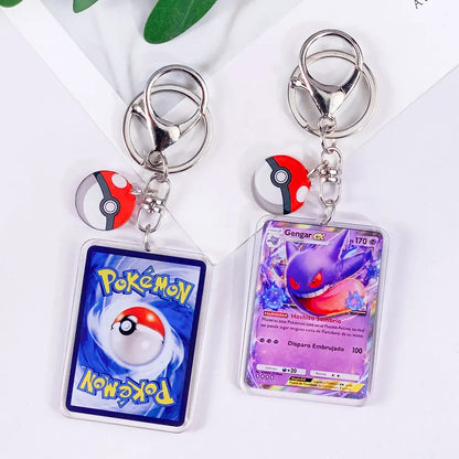 Pokémon Card Cute Acrylic Car Keychain Accessories Pikachu Charizard Gengar EeveeBag Charm Backpack Pendant Gifts For Friends