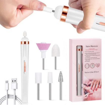 LINMANDA Portable Electric Nail File Nail Set with 4 Speeds Cuticle Trimmer Battery Operated Manicure and Pedicure Tools