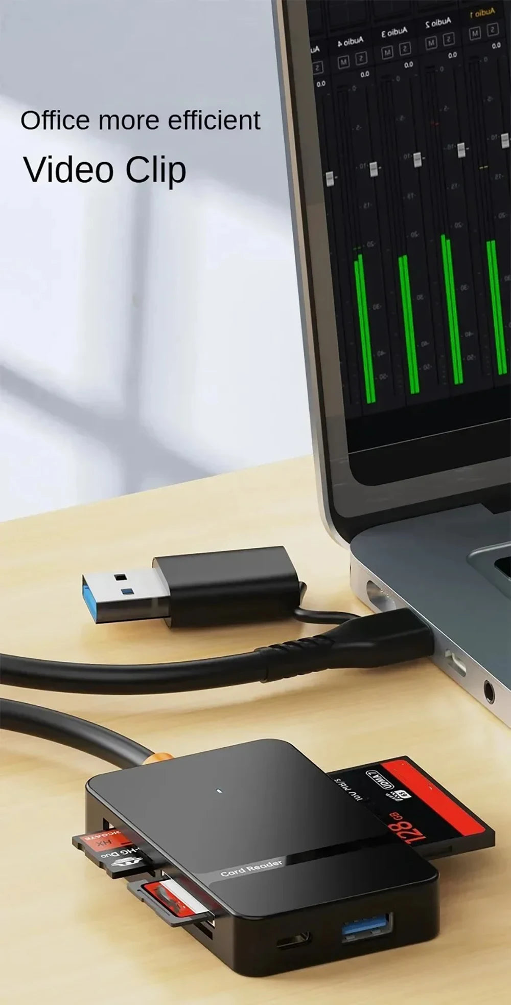 USB C 8-in-1 Card Reader Multi-functional Card Reader Support  SD/TF/CF/MS Card Read 5Gbps Write Read U Disk Flash Card Adapter
