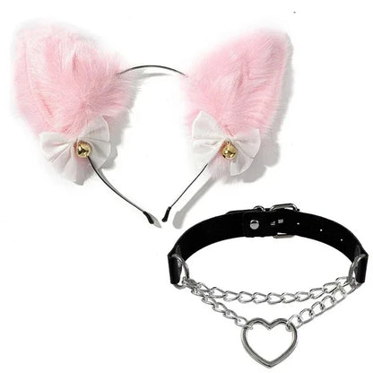 1 Set Cute Cat Ear Hair Wear Claw Gloves Girls Anime Cosplay Costume Plush Bell Cat Fur Ear Hairband Night Party Club Headbands