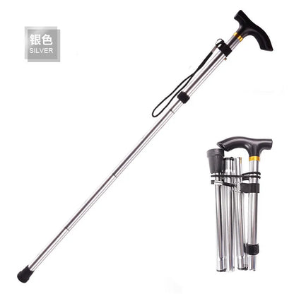 Folding Cane Portable 5-Level Adjustable Height Walking Stick with Foldable Design Wrist Strap