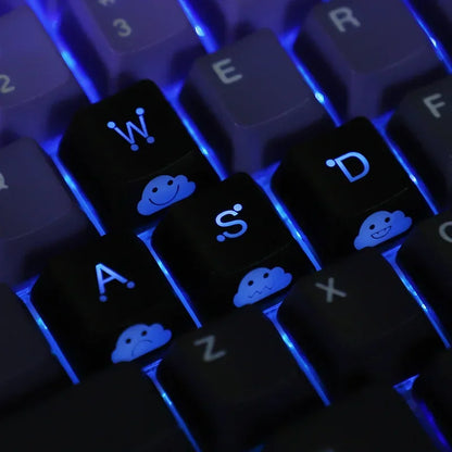 2025 New Cute Emo Keycap Set WASD Arrow Broadside Lighting Key Cap for Mechanical Keyboard Compatible with MX Switch