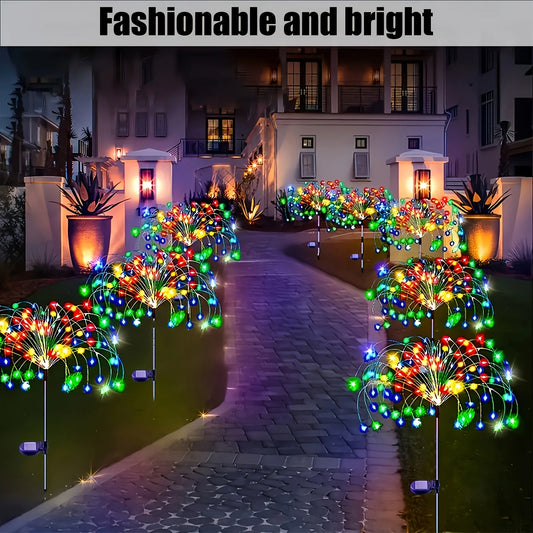 60/200LEDs Solar Firework Lights Outdoor Waterproof Solar Garden Lights 8 Lighting Modes With Remote Control Decorations Light