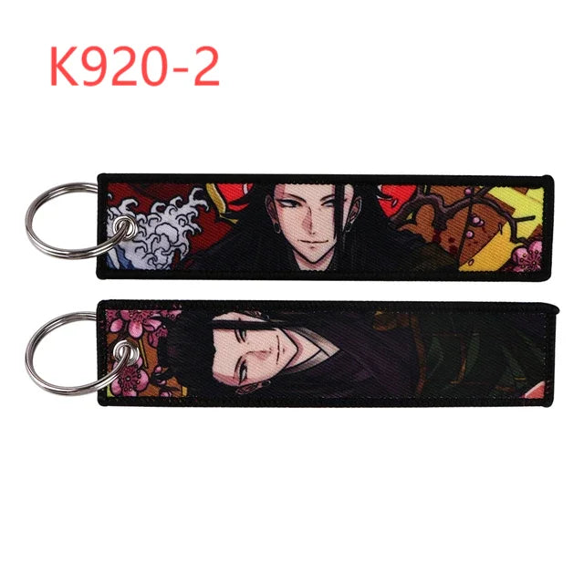 Anime Satoru Gojo Geto Suguru Embroidery Key Fobs Japanese Manga Key Tag Keychain Key Ring Backpack Chaveiro