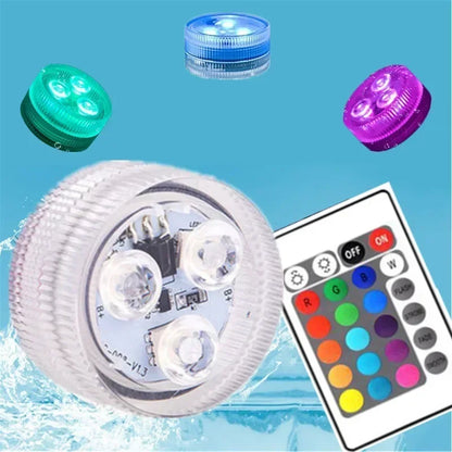 Colorful 3 LED Underwater Light With Remote Control Powered By Button Cell Waterproof Swimming Pool Party Decoration Lamp