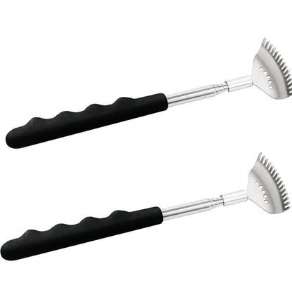 Extendable Back Scratcher the head has 15 rakes, Stainless Steel Portable Telescopic Rubber Handle Back Scratchers