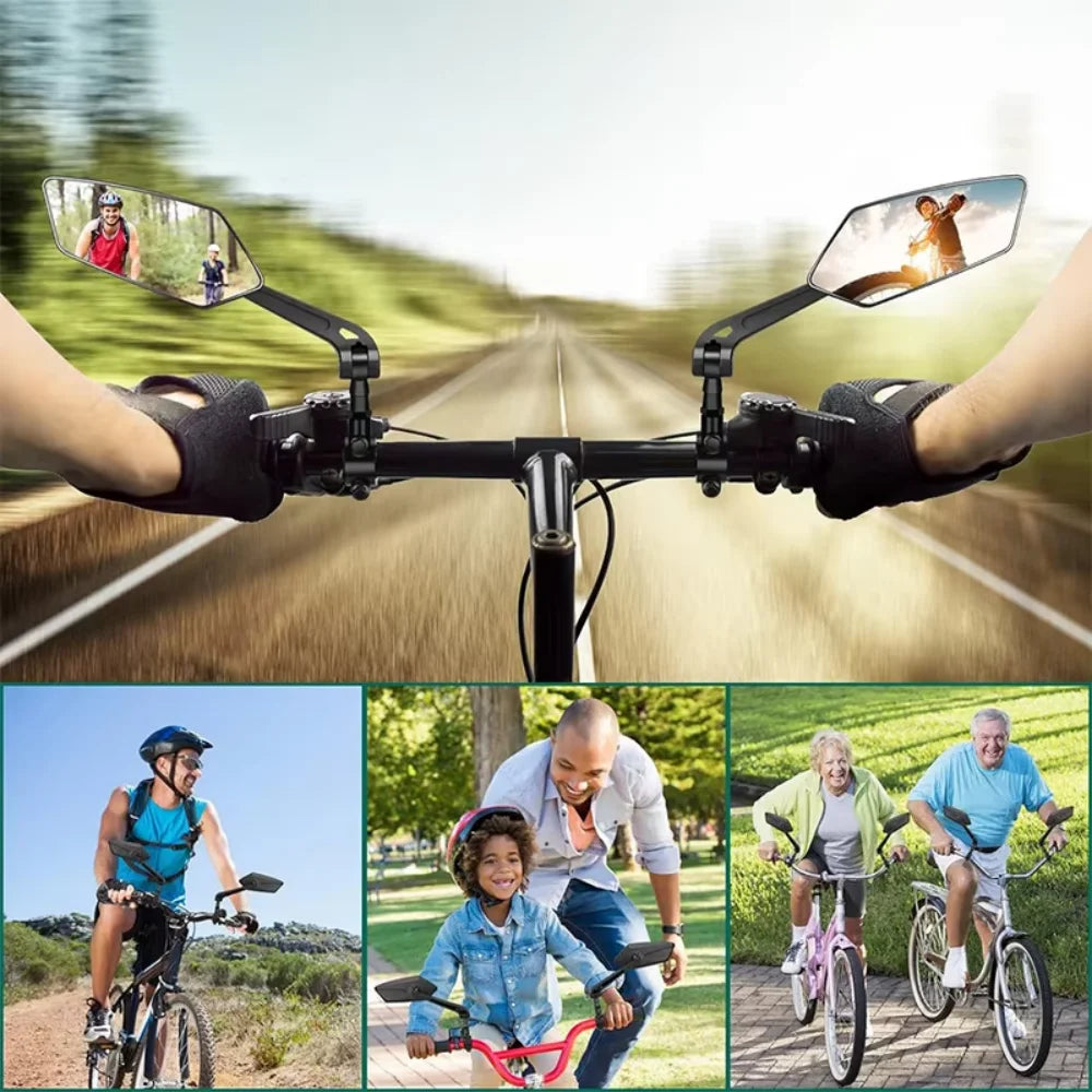 Bicycle Rearview Bike Adjustable 360° Rotate Wide Angle Mirror Road Bike Handlebar Rear View Mirrors Bicycle Accessories