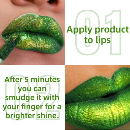 3 Colors Smoky Green Lipstick Pencil Stick Waterproof Pearlescent Metallic Glitter for Eye or Lip Makeup Tool Gifts Cosmetic