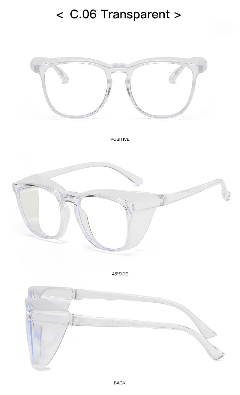 1pc Anti Pollen Safety Glasses Square Anti Fog Blue Light Blocking Glasses with Side Shields for School Daily Life