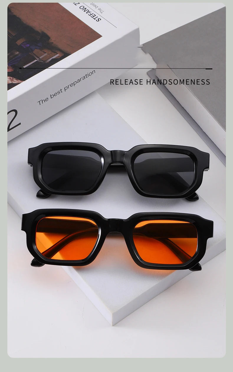 New Retro Rectangular Frame Sunglasses - Fashionable Retro Sunglasses With Uv400 Protection3007