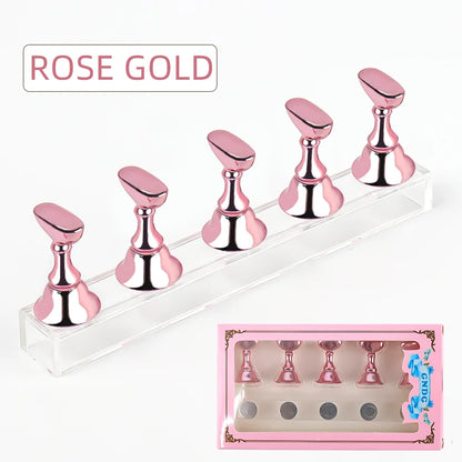 5pcs Nail Holder False Nail Tip Practice Stand Crystal Base Magnetic Holder Nail Art Display For Art Salon DIY & Practice Tools