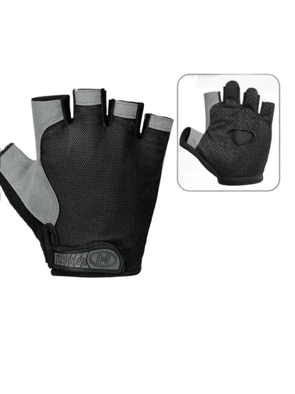 1Pair Gym Gloves Fingerless Gloves Anti-Slip Shock-Absorbing Gloves Sports Gloves for Training Lifting Weight Cycling
