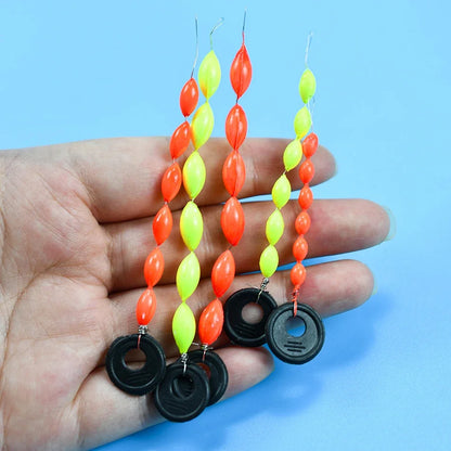 60Pcs/10Sets Fishing Float 6 In 1 String Type Seven Star Float Foam Space Bean Fishing Line Stopper Buoys Tackle Accessories