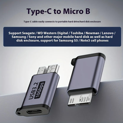 USB C 3.2 Micro B Male to Type C Female Adapter Type-C To Micro B Connector for Laptop External Hard Drive Disk Box Samsung S5