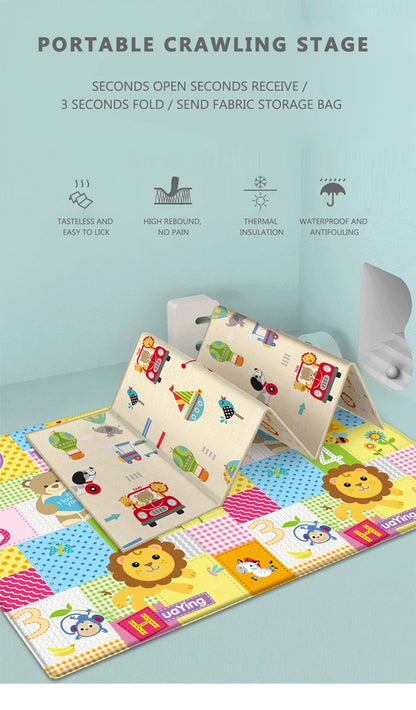 Foldable Baby Play Mat Children's Double-sided Pattern Protection Non-slip Activity Carpet Children's Educational Activity Mat