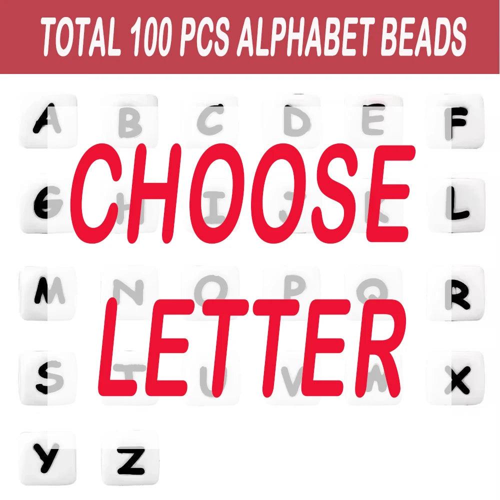 LOFCA 12mm 100pcs Silicone Letter Beads Alphabet Teething Beads Teether English Letters Food Grade Baby Nursing for Teething
