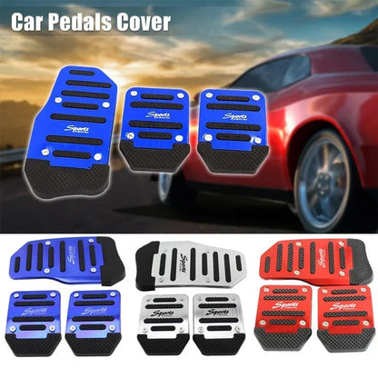 Aluminum Car Pedal Cover Set  Automatic Manual Transmission Gas Foot Covers in Red Silvery, Blue - Stylish Auto Interior