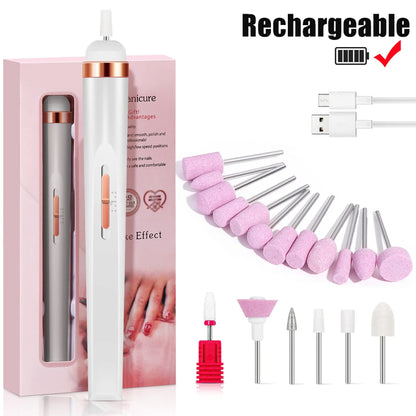 LINMANDA Portable Electric Nail File Nail Set with 4 Speeds Cuticle Trimmer Battery Operated Manicure and Pedicure Tools