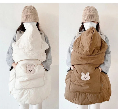 Hooded Blanket for Baby Stroller Newborn Swaddle Wrap Warm Baby Carrier Sling Cover Infant Cloak Cape Sleeping Quilt 80*85cm